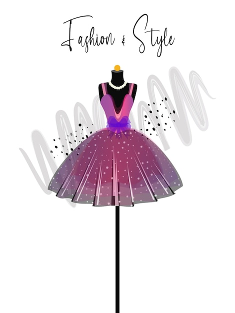 A elegance dress on mannequin fashion illustration