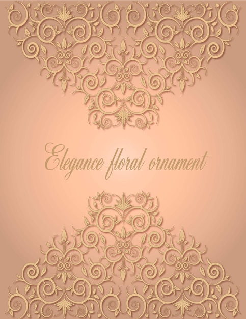 Elegance floral ornament card background on light brown color