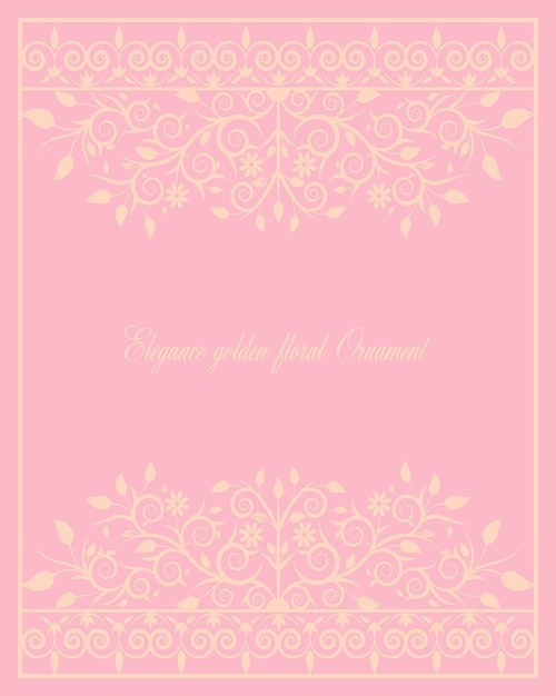 플라밍고 핑크 색상의 우아함 꽃 장식 프레임 테두리 카드 배경 디자인 벡터