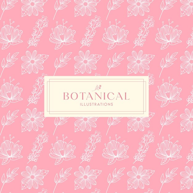 Vector elegance flower drawn monoline floral botanical flower pattern background design