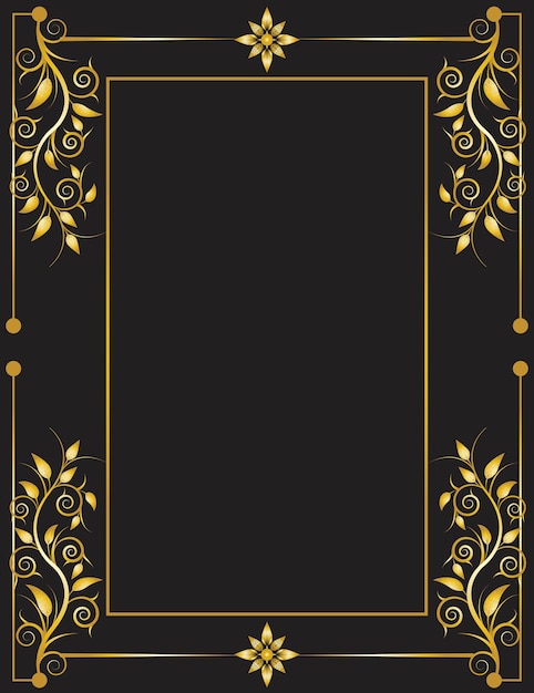 Vector elegance golden decorative floral ornament frame border design vector on charcoal gray color