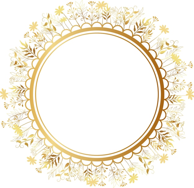 Elegance golden floral frame wreaths vector illustration