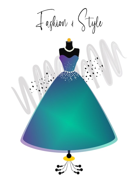 A elegance gown on mannequin fashion illustration