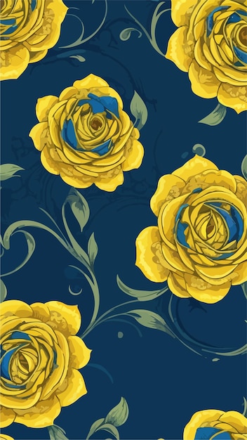Elegance herdefinieerd Navy en Yellow Roses Vector Set