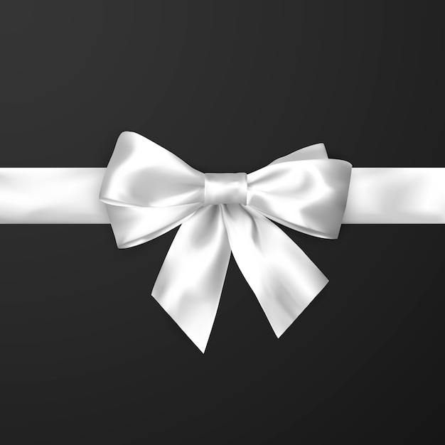 Vector elegance white satin bow with ribbon.