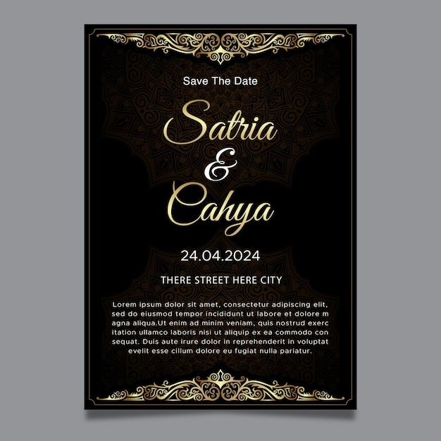 Vector elegand wedding invitation gold ornament