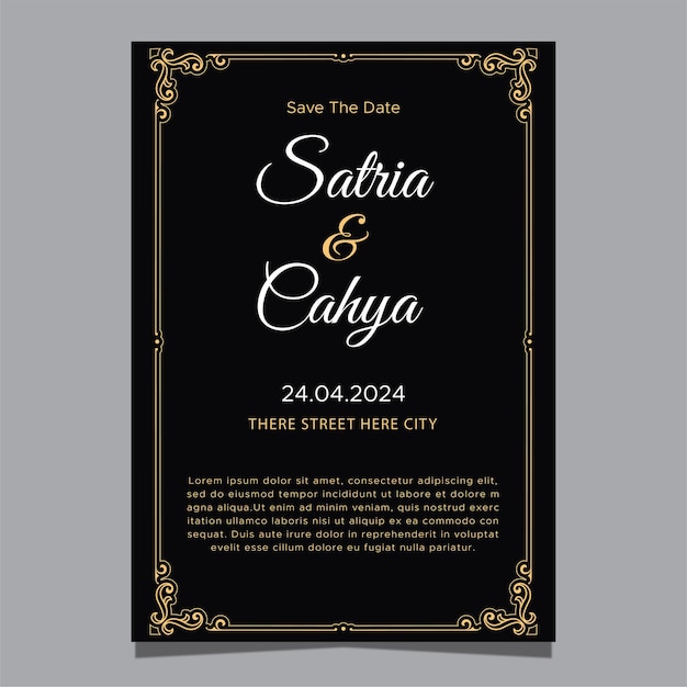 elegand wedding invitation gold ornament