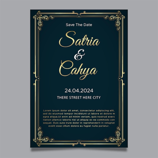 elegand wedding invitation gold ornament
