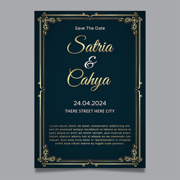 Vector elegand wedding invitation gold ornament