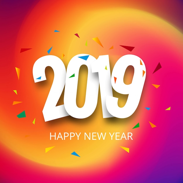 Elegant 2019 gelukkig nieuwjaar kleurrijk kaartontwerp