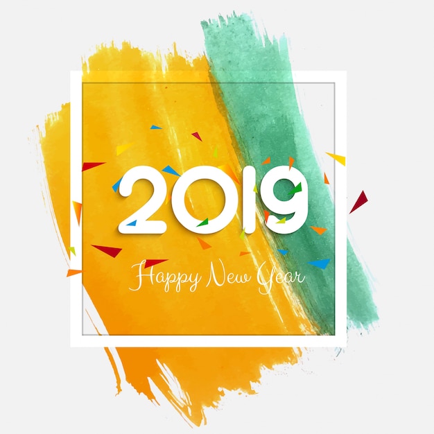 Elegant 2019 happy new year colorful card design