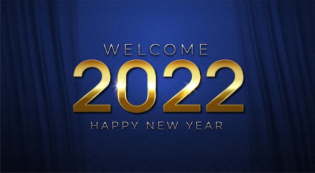 elegant 2022 blue and gold happy new year background