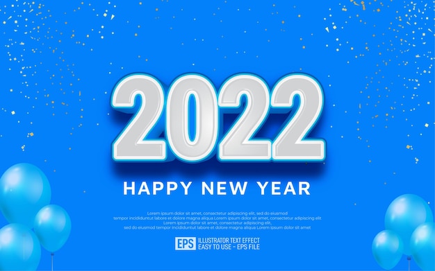 Elegante sfondo di felice anno nuovo 2022 con sfondo blu