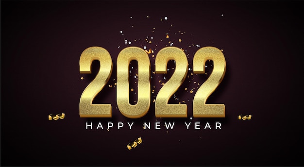 Elegant 2022 maroon and gold happy new year background