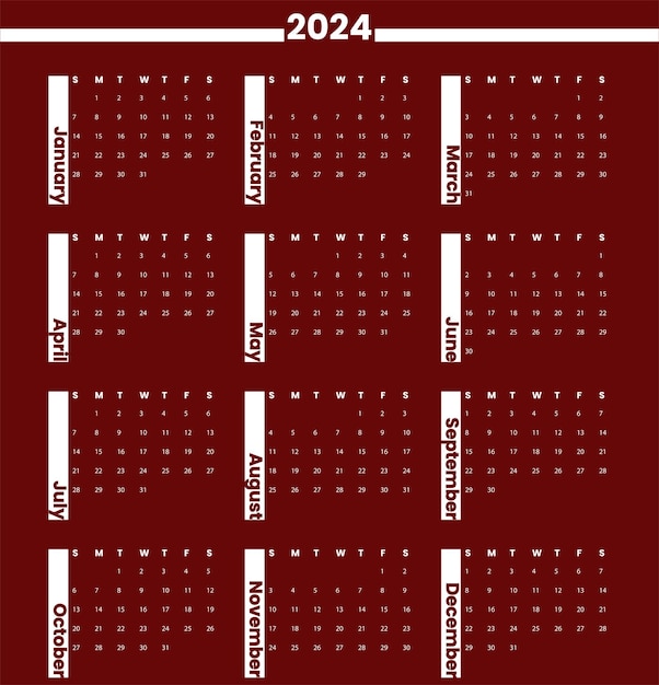 Вектор Элегантный настенный календарь на всю страницу