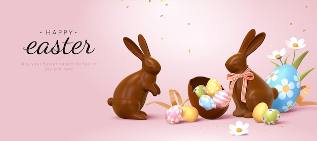 Vector elegant 3d easter banner