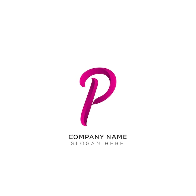 Elegant of abstract 3d P letter logo design