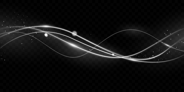 Элегантный абстрактный дизайн векторного эффекта белого света с блестящими звездами на черном фоне