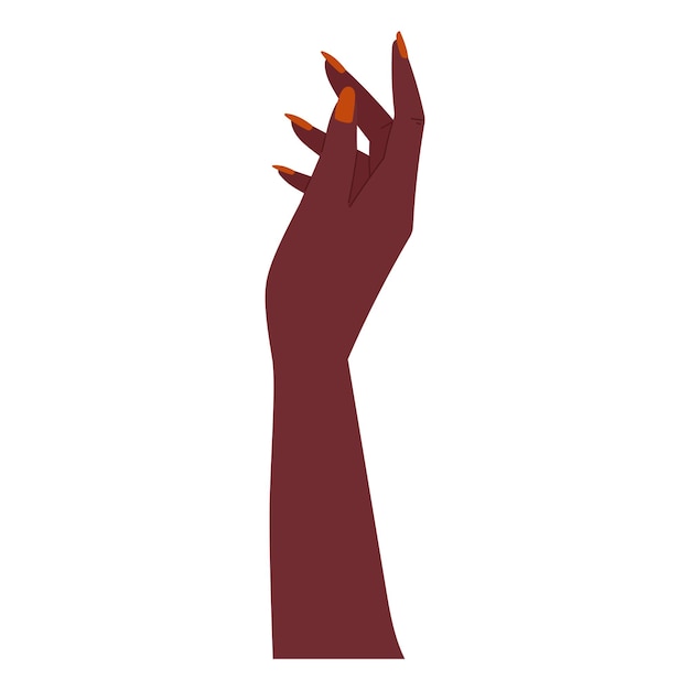 Vector elegant african american woman hand with red manicure vector isolated flat feminine arm