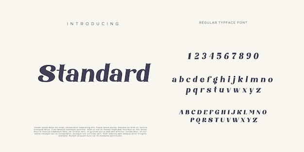 Vettore eleganti lettere dell'alfabeto font e numero con lettere classiche modalità tipografica di design di moda minimale