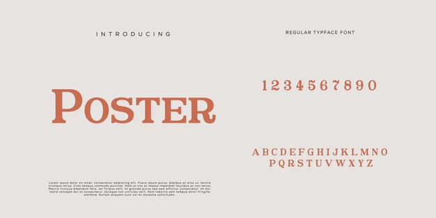 Eleganti lettere dell'alfabeto font e numero con lettere classiche modalità tipografica di design di moda minimale