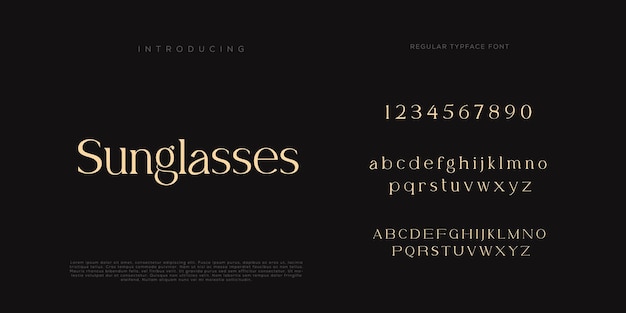 Eleganti lettere dell'alfabeto font e numero con lettere classiche modalità tipografica di design di moda minimale