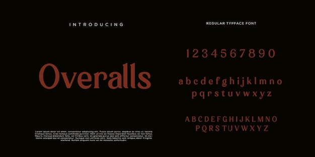 Eleganti lettere dell'alfabeto font e numero con lettere classiche modalità tipografica di design di moda minimale