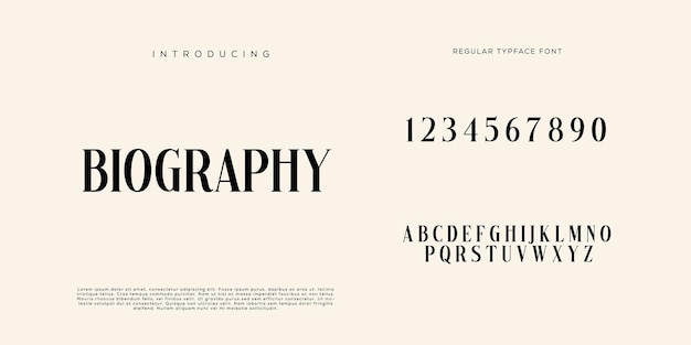 Elegant alphabet letters font and number classic lettering minimal fashion designs typography mode