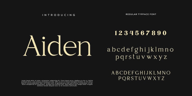 Eleganti lettere dell'alfabeto font e numero con lettere classiche modalità tipografica di design di moda minimale