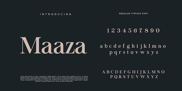 Eleganti lettere dell'alfabeto font e numero con lettere classiche modalità tipografica di design di moda minimale