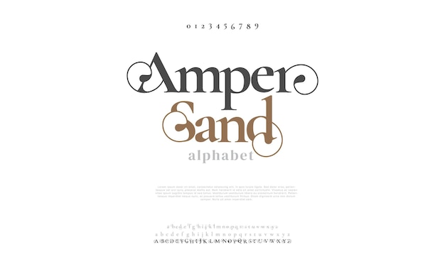 Carattere e numero di lettere dell'alfabeto elegante lettering classico minimal fashion designs tipografia