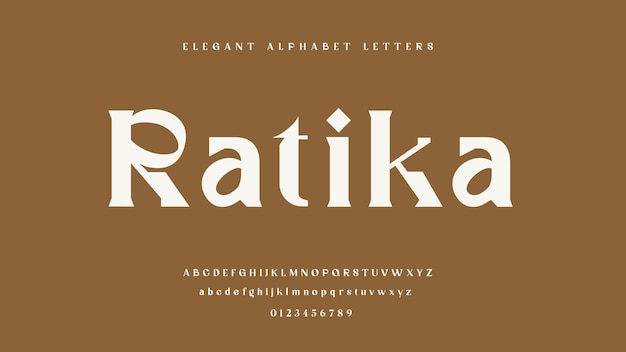 Elegante alfabeto lettere carattere ratika