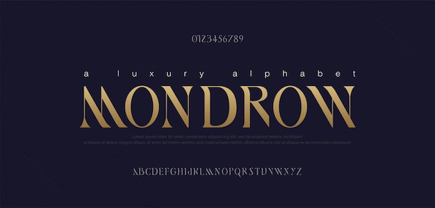 Elegant alphabet letters font set. Classic Gold Lettering Typography Fonts regular uppercase and number.