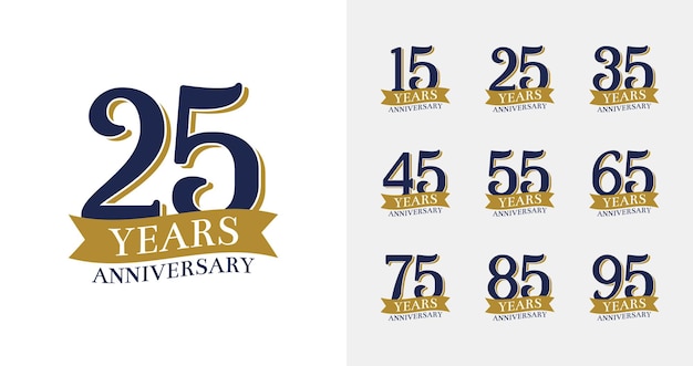 Elegant anniversary logo collections for celebration moment with golden color