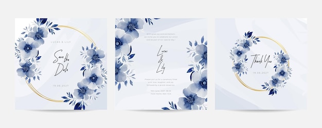 Elegant aquarel bloemen achtergrond rand en krans kaart ontwerp Mooie blauwe orchidee