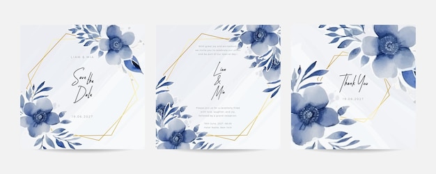 Elegant aquarel bloemen achtergrond rand en krans kaart ontwerp Mooie blauwe orchidee