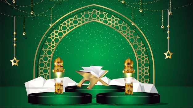 Elegant Arabic Luxury Ornament Background with Quran