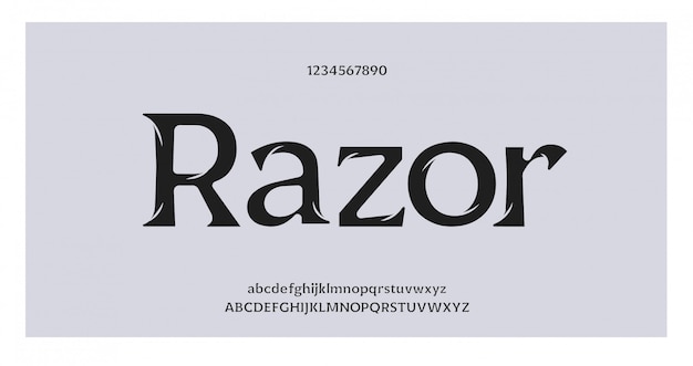 Carattere e numero di lettere di alfabeto impressionante elegante. disegni classici di moda minimale. font tipografici regolari maiuscoli e minuscoli. illustrazione vettoriale