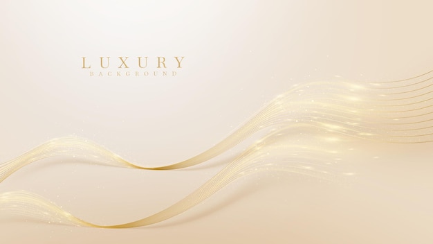 Elegant background and golden curve elements with glittering light effect.