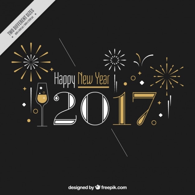 Elegant background of new year with fireworks and golden details