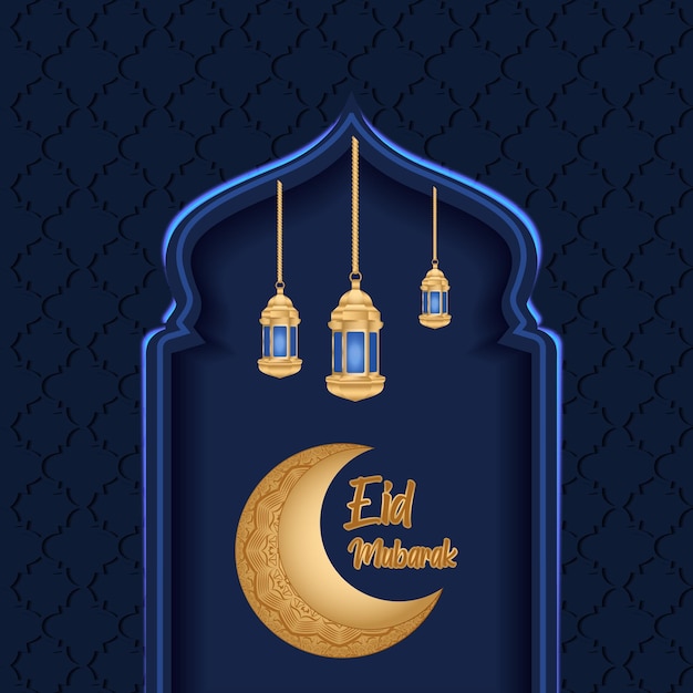 Elegant Background for Ramadan Kareem in Blue and Gold