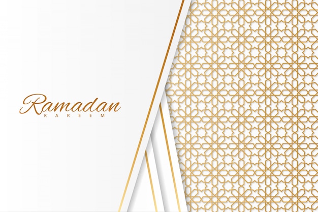 Vettore elegante sfondo per ramadan kareem in bianco e oro