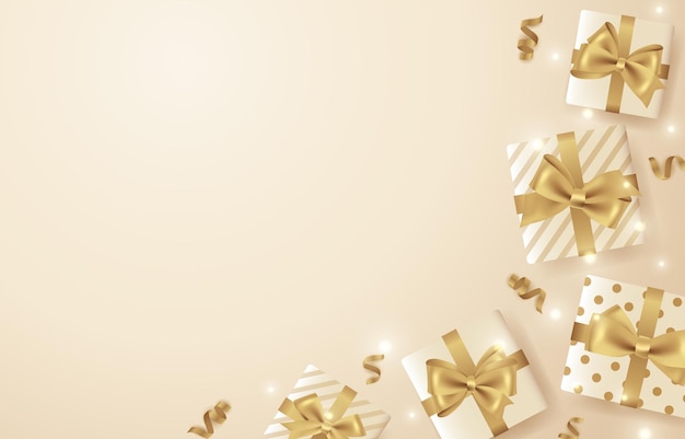 Vector elegant background with gold theme gift box