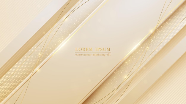 Elegant background with golden line elements dot pattern and glitter light effect