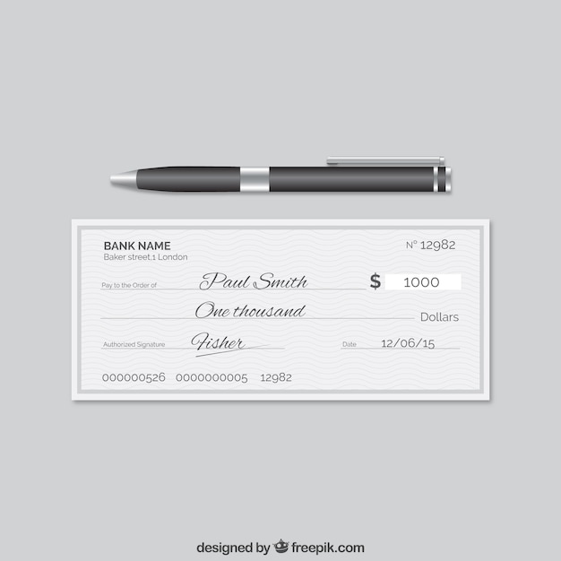 Elegant bank cheque