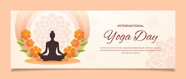 Elegant Banner Design Celebrating International Yoga Day with Meditative Silhouette
