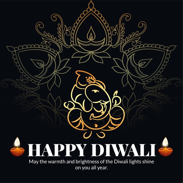 Elegant banner design of happy Diwali Indian festival template