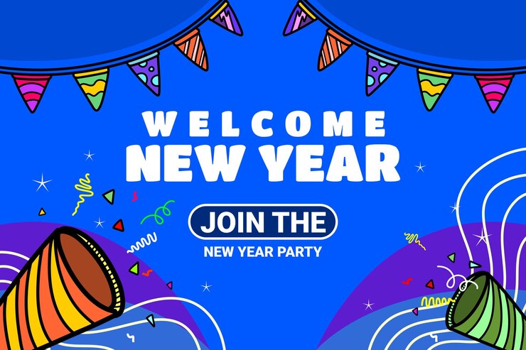 Vector 優雅的旗模板鮮的顏色糖果模型設計為新年