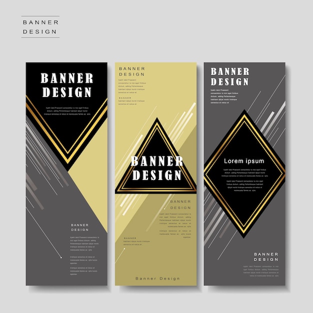 Design elegante del modello di banner con elementi triangolari e rombi