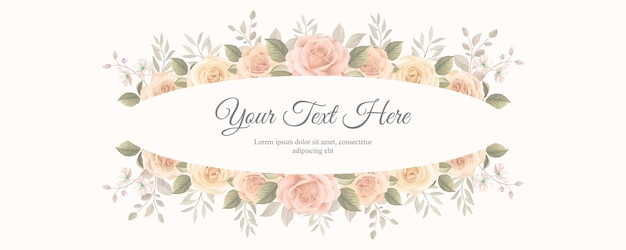 Elegant banner with soft color of blooming rose flower ornament